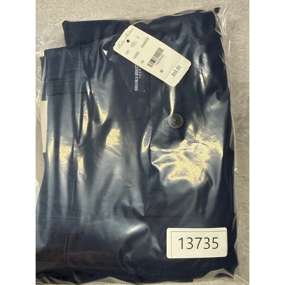 Brooks Brothers Chino Shorts Mens 32 Navy Blue Stretch Flat Front 100080203